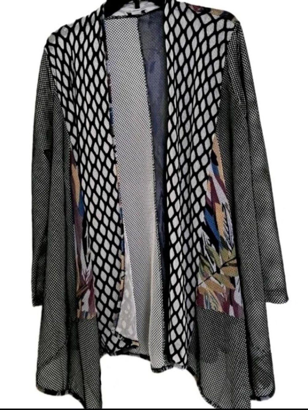 KAMANA Open Front Multicolor Waterfall Cardigan